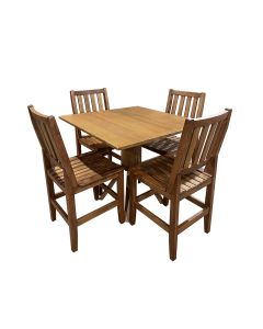 Conjunto de Mesa Madeira Maciça Berlim com 4 Cadeiras Bar Restaurante  90x90cm Malbec