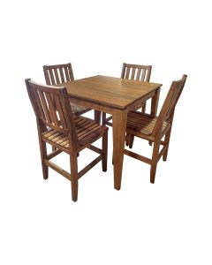 Conjunto de Mesa Madeira Maciça Itália com 4 Cadeiras Bar Restaurante  90x90cm Malbec