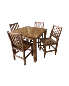 Conjunto de Mesa Madeira Maciça Roma com 4 Cadeiras  Sala Cozinha 90x90cm Malbec